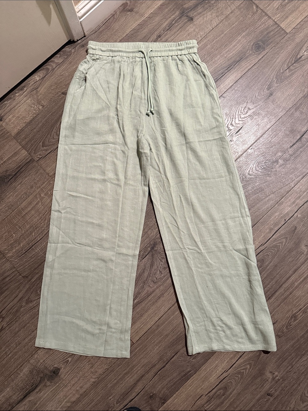 HALARA Wide Leg Drawstring Pants in Light Sage